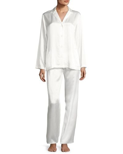 La Perla Long-sleeve Silk Pajama Set - White