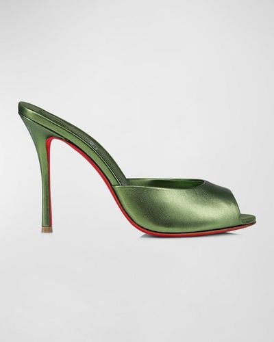 Christian Louboutin Me Dolly Metallic Sole Slide Sandals - Green