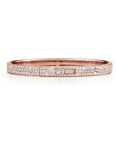 Jemma Wynne Prive Luxe 18k Rose Gold Pave Diamond Keyhole Cuff - White