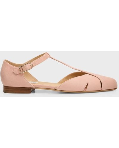 Gabriela Hearst Harlow T-Strap Ballerina Flats - Pink