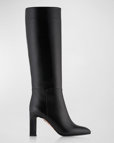Aquazzura Sellier Calfskin Tall Boots - Black