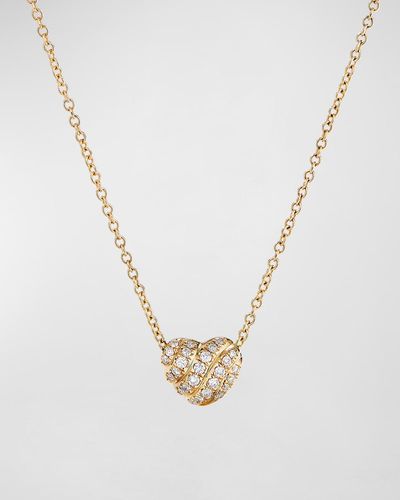 David Yurman Cable Collectibles Heart Pendant Necklace With Diamonds In 18k Gold, 6.8mm, 16"-18"l - Metallic