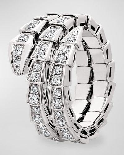 BVLGARI White Gold And Diamond Serpenti Viper Ring - Metallic