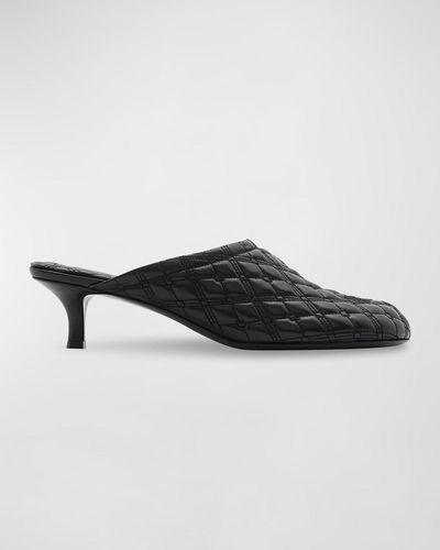 Burberry Baby Quilted Napa Equestrian Mules - Black