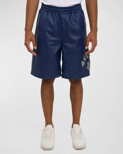 Avirex Game Day Napa Leather Shorts - Blue
