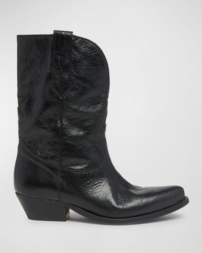 Golden Goose Wish Star Leather Cowboy Boots - Black