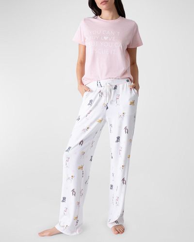 Pj Salvage Rescued Love Dog-Print Pajama Set - White