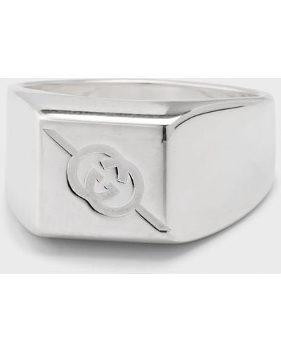 Gucci Tag Ring Chevalier, 19mm Silver - Gray