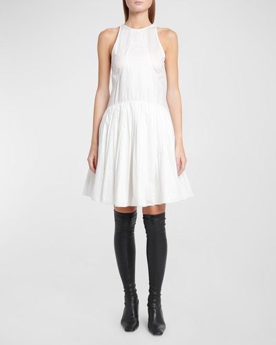 Jil Sander Pleated Sleeveless Mini Dress - White