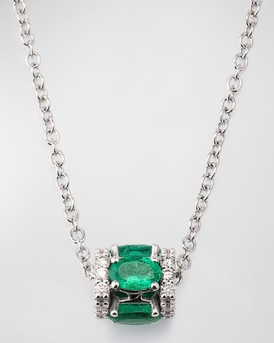 Miseno Procida 18K Pendant Necklace With Diamonds And Emeralds - Blue
