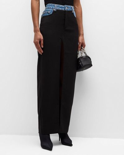 SER.O.YA Clarette Denim-knit Maxi Skirt - Black