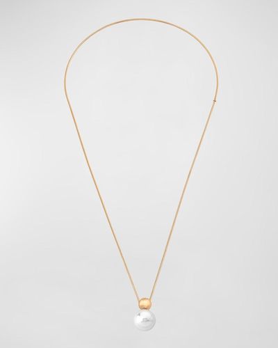 Majorica Aura Pearl Slider Necklace, Gold - White