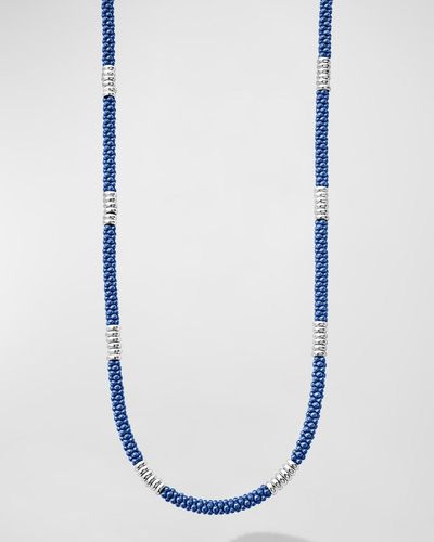 Lagos Sterling Cavair Beaded Necklace - Blue