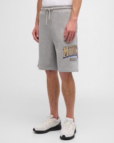 Moncler Terry Glitter-Logo Sweat Shorts - Gray