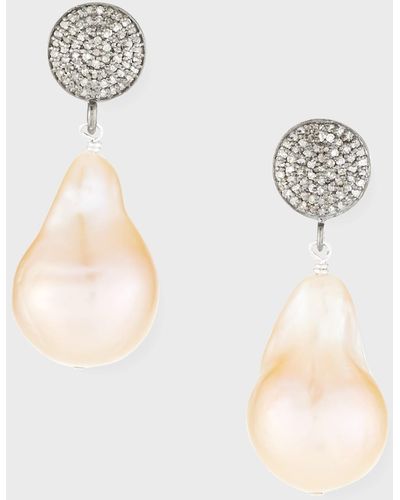 Margo Morrison Stone Earrings With Pave Diamonds And Crystal - Pink