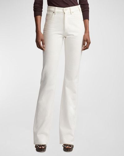 Ralph Lauren Collection Kaida Mid-Rise Denim Bootcut Jeans - White