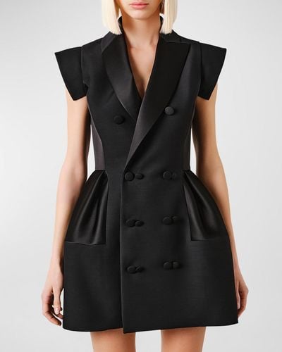Dice Kayek Sleeveless Fit-&-flare Mini Tuxedo Dress - Black