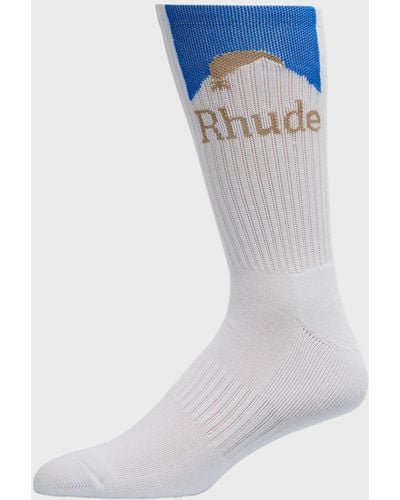 Rhude Moonlight Logo Crew Socks - Blue
