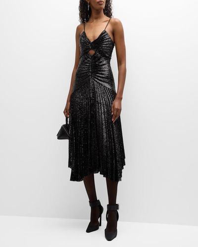 A.L.C. Lou Pleated Sparkly A-line Midi Dress - Black