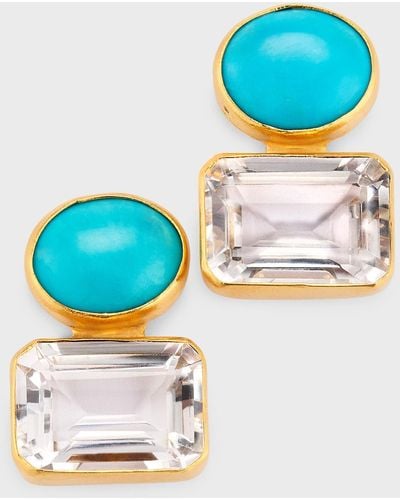 Dina Mackney Turquoise And Quartz Earrings - Blue