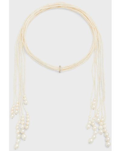 Utopia Long Six-strand Pearl Lariat Necklace - White