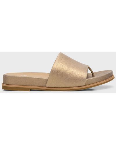 Eileen Fisher Duet Leather Thong Slide Sandals - White