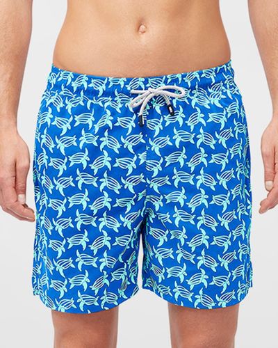 Tom & Teddy Turtle-print Swim Trunks - Blue