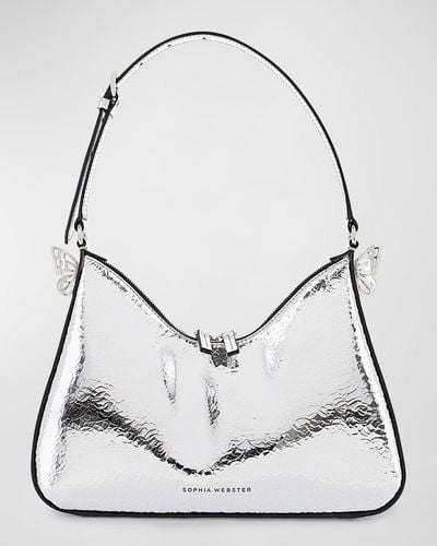 Sophia Webster Mariposa Metallic Leather Hobo Bag - White