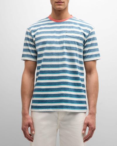 Scotch & Soda Yarn-Dyed Stripe Pocket T-Shirt - Blue