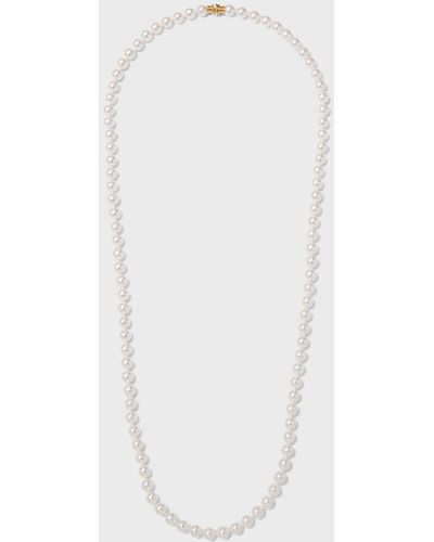 Assael 36" Akoya Cultured 9.5mm Pearl Necklace With Yellow Gold Clasp - White