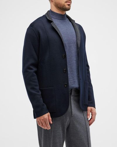 Baldassari Reversible Sweater Jacket - Blue