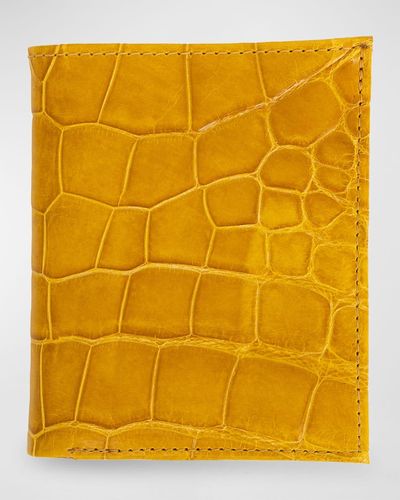 Abas Glazed Alligator Leather Bifold Wallet - Yellow