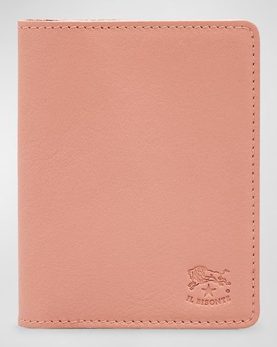 Il Bisonte Classic Bifold Leather Card Case - Pink