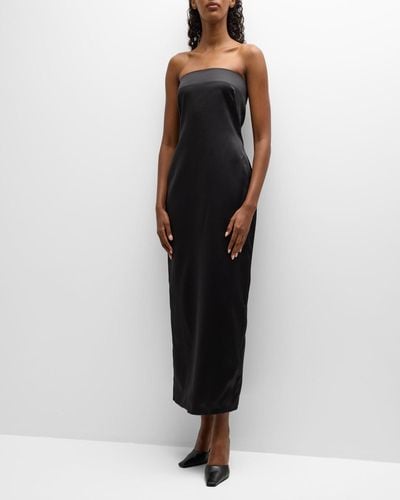 The Row Reeta Strapless Silk Maxi Dress - Black