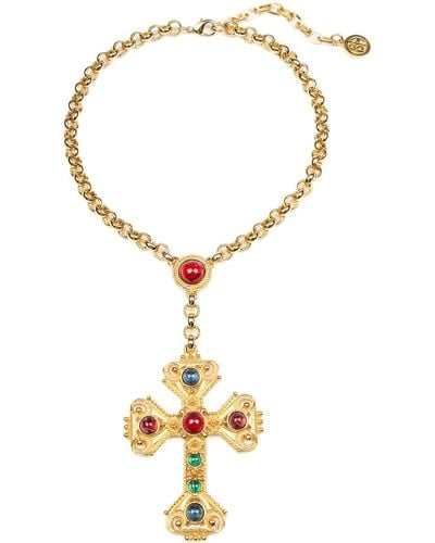 Ben-Amun Long Cross Pendant Necklace - Metallic