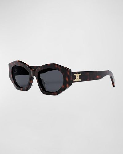 Celine Triomphe Logo Acetate Cat-eye Sunglasses - Black