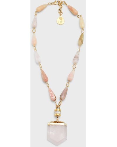 Devon Leigh Opal And Rose Quartz Pendant Necklace - White