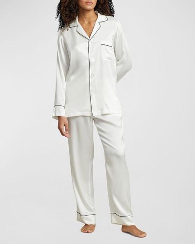 Polo Ralph Lauren The Laurel Stretch Silk Pajama Set - White
