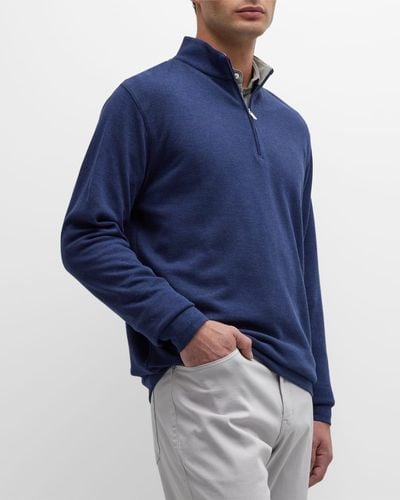 Peter Millar Crown Comfort Quarter-Zip Sweater - Blue
