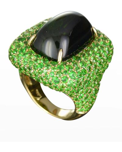 Margot McKinney Jewelry Marbella Green Tourmaline Cabochon Ring In 18k Gold, Size 6.5