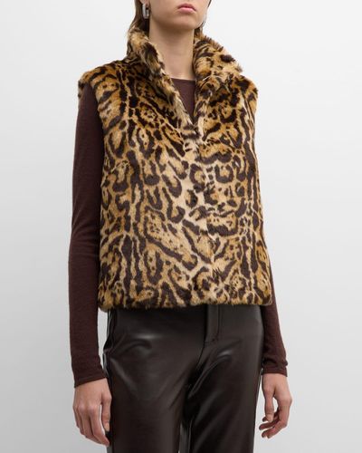 Adrienne Landau Jaguar Faux Mink Fur Vest - Brown