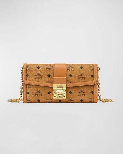 MCM Tracy Large Monogram Wallet On Chain - Natural