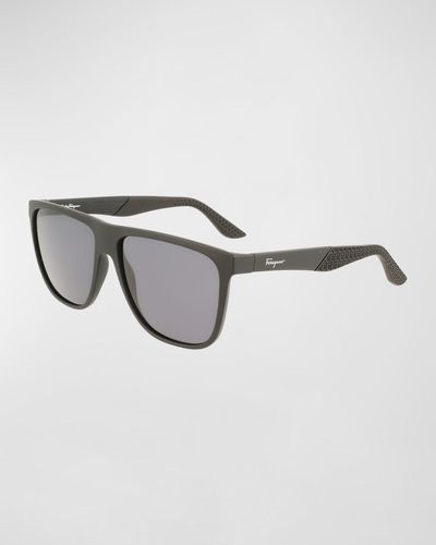 Ferragamo Gancini Flat-top Navigator Sunglasses - Metallic