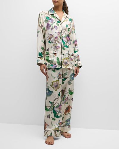 Olivia Von Halle Yves Floral-print Silk Twill Pajama Set - Multicolor