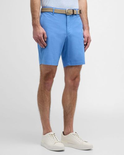 Peter Millar Crown Comfort Flat-Front Shorts - Blue