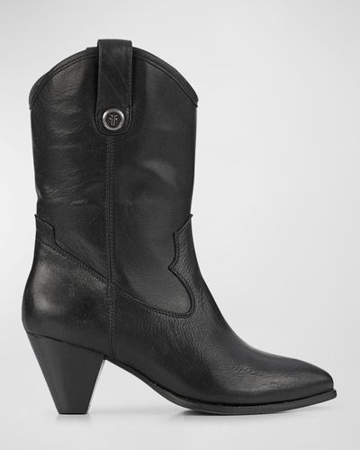 Frye June Leather Mid Western Boots - Black