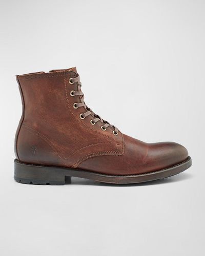 Frye Bowery Lace-up Leather Boots - Brown