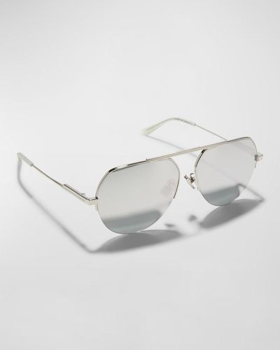 Bottega Veneta Mirrored Metal & Acetate Aviator Sunglasses - White