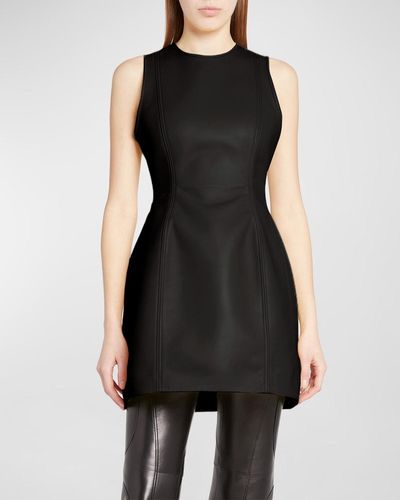 Jil Sander Leather Mini Dress - Black
