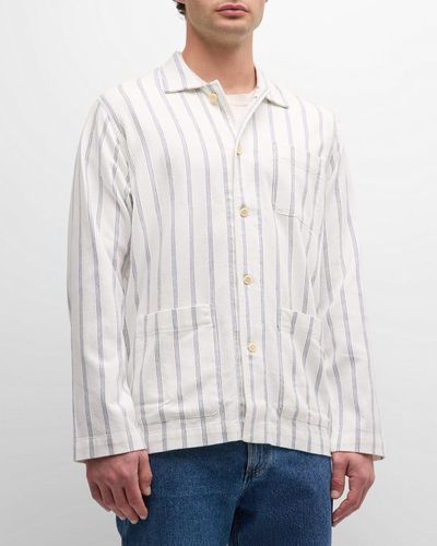 Original Madras Trading Co. No. 106 Stout Striped Overshirt - White